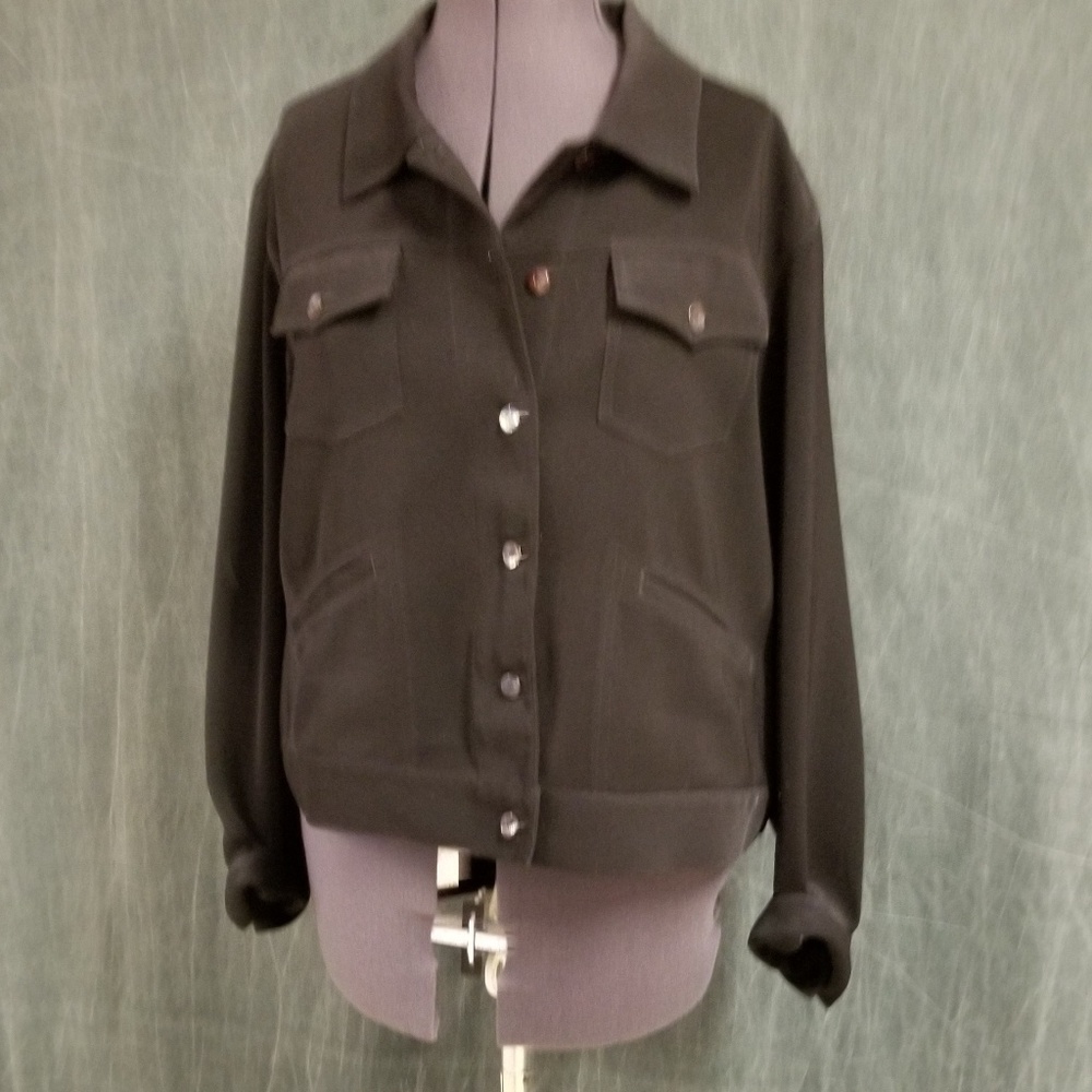 Chico's black denim jacket, size 2, L